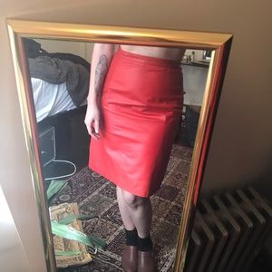 Vintage high waist leather pencil skirt 26/27